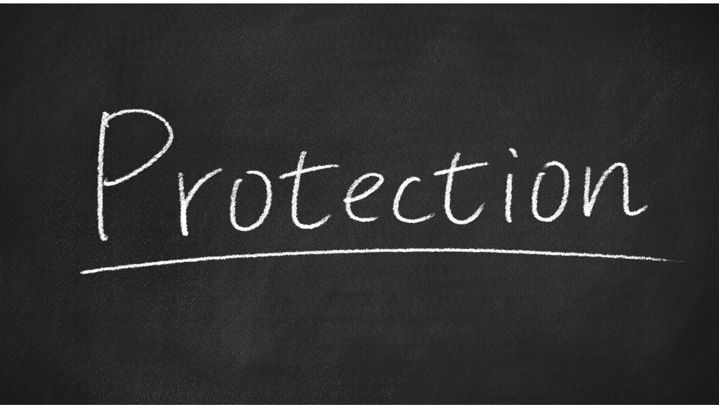 protection written with chalk board white 